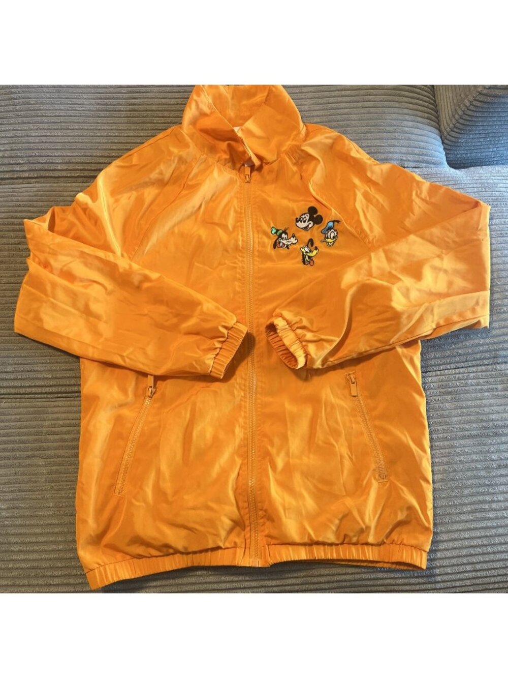NWOT Disney Jacket Adult S Orange Mickey Mouse Donald Duck Goofy Windbreaker